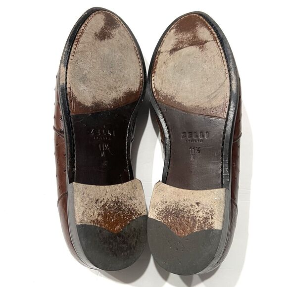 Zelli Franco Ostrich Quill Tassel Loafers in brown Size 11.5 - Picture 5 of 5